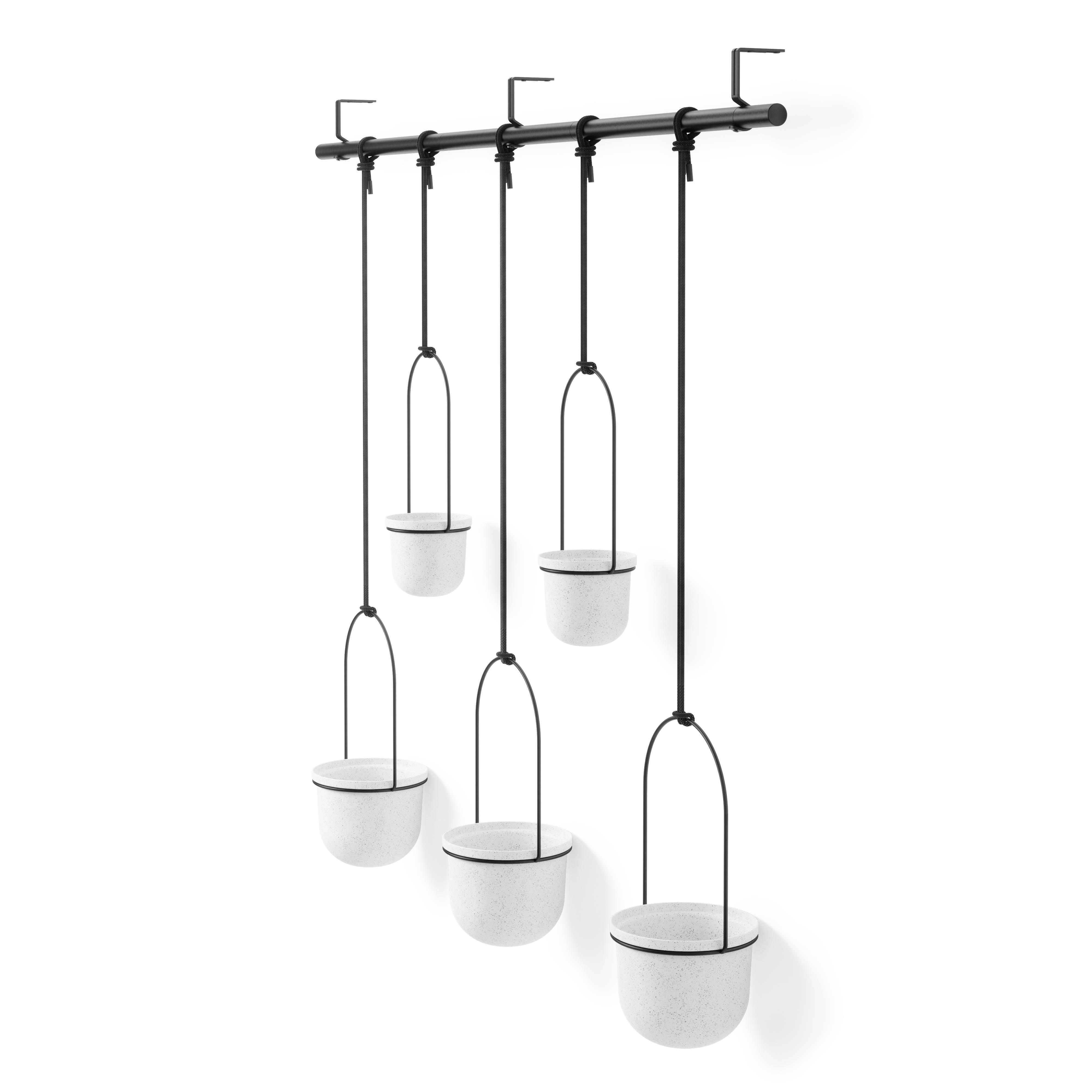 TRIFLORA - Ensemble de 5 pots de fleurs à suspendre en mélamine blanc