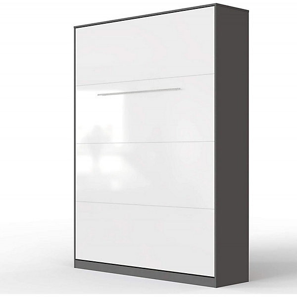 Lit escamotable  2 Placards Vertical 120x200 (100x2)cm Lit Mural Standard Anthracite-blanc brillant