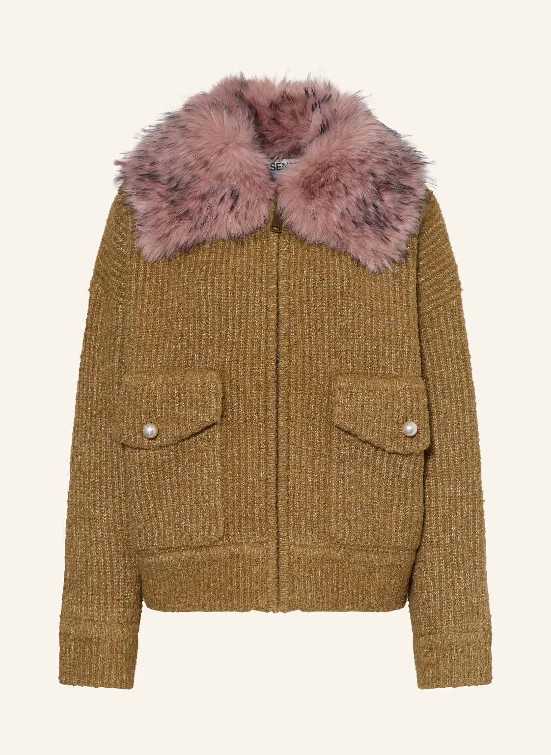 ESSENTIEL ANTWERP Strickjacke KANADA mit abnehmbarem Kunstfell-Kragen