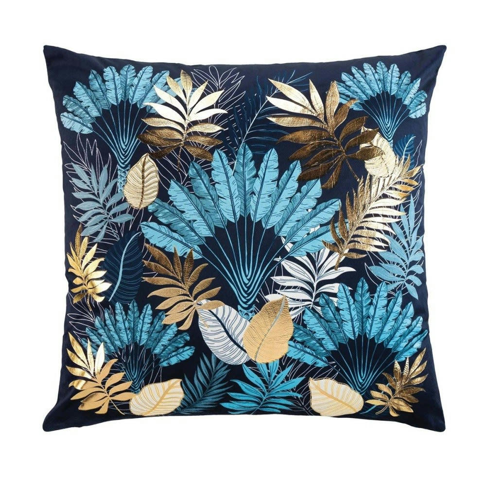 PANAZIO - Housse de coussin effet velours or 60x60cm