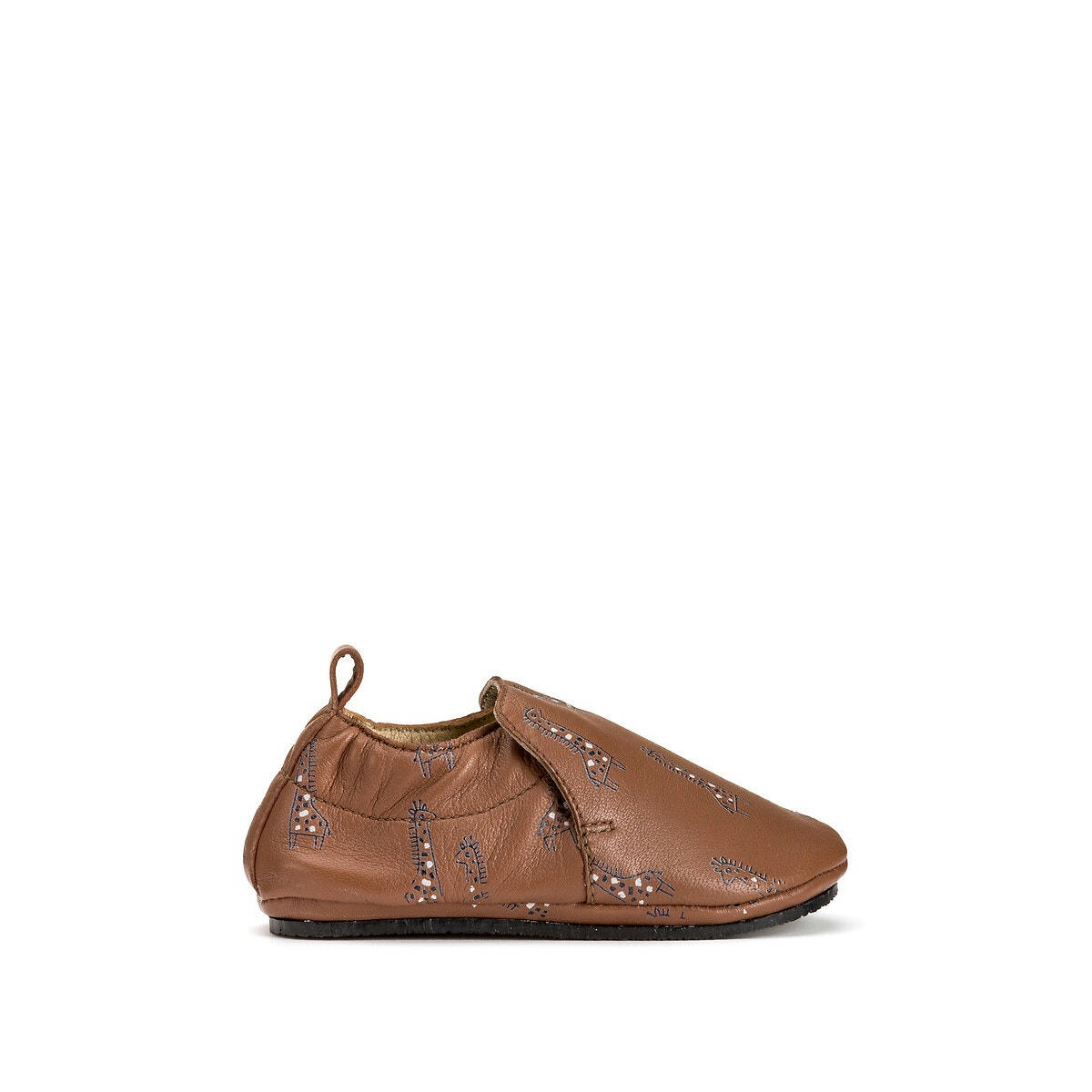 Chaussons cuir à enfiler motif girafes