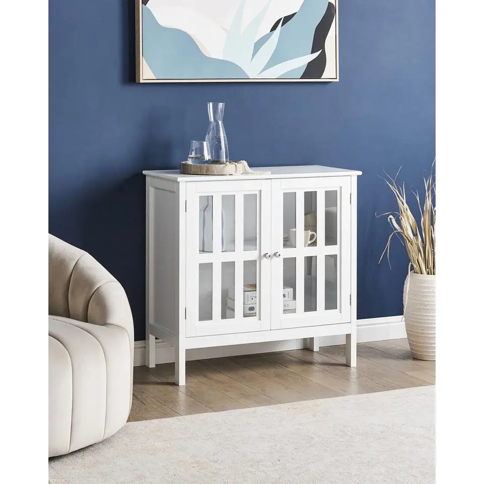 MIRAM - Glazen vitrinekast - Wit - MDF