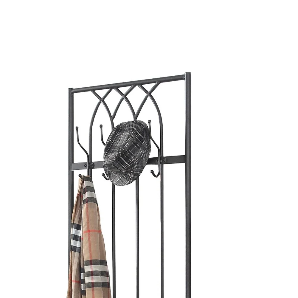 Transitional Metal Hall Tree with Storage Bench, Black