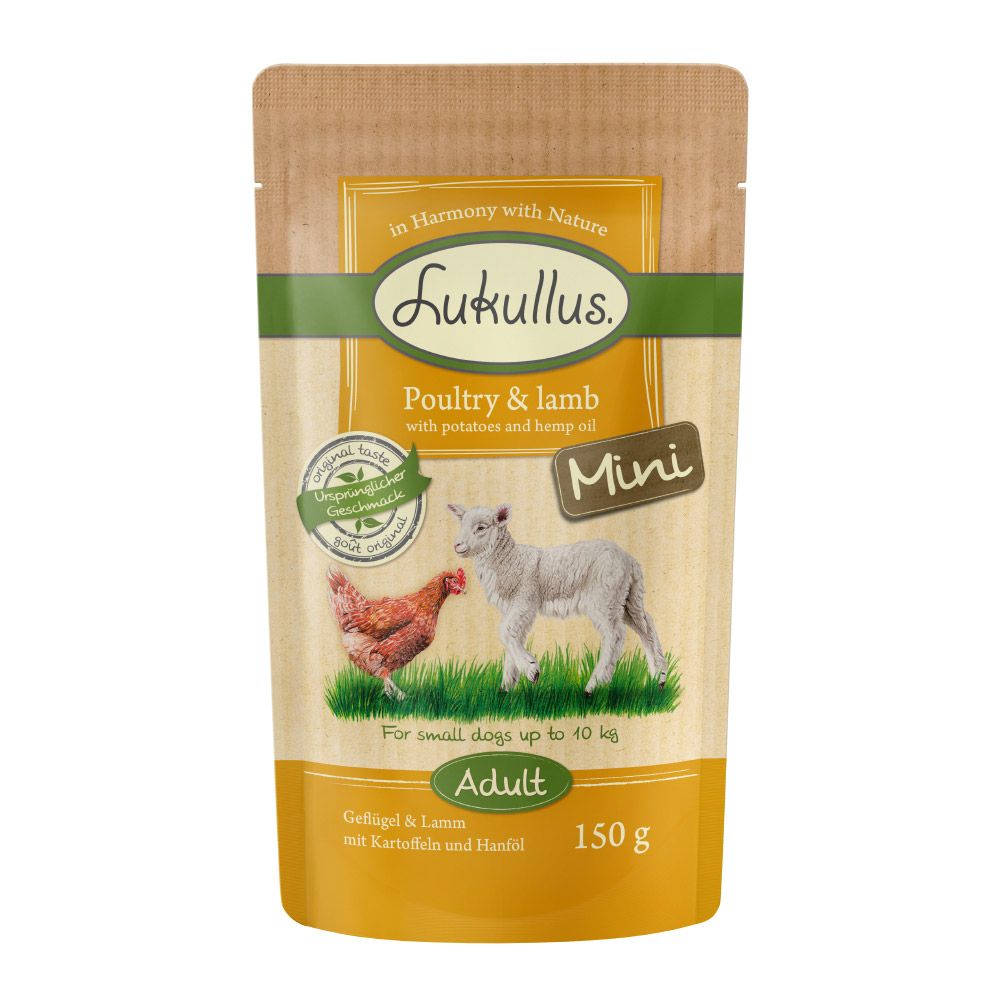Lukullus Natural Adult Mini Grain-free Pouches Saver Pack 24 x 150g