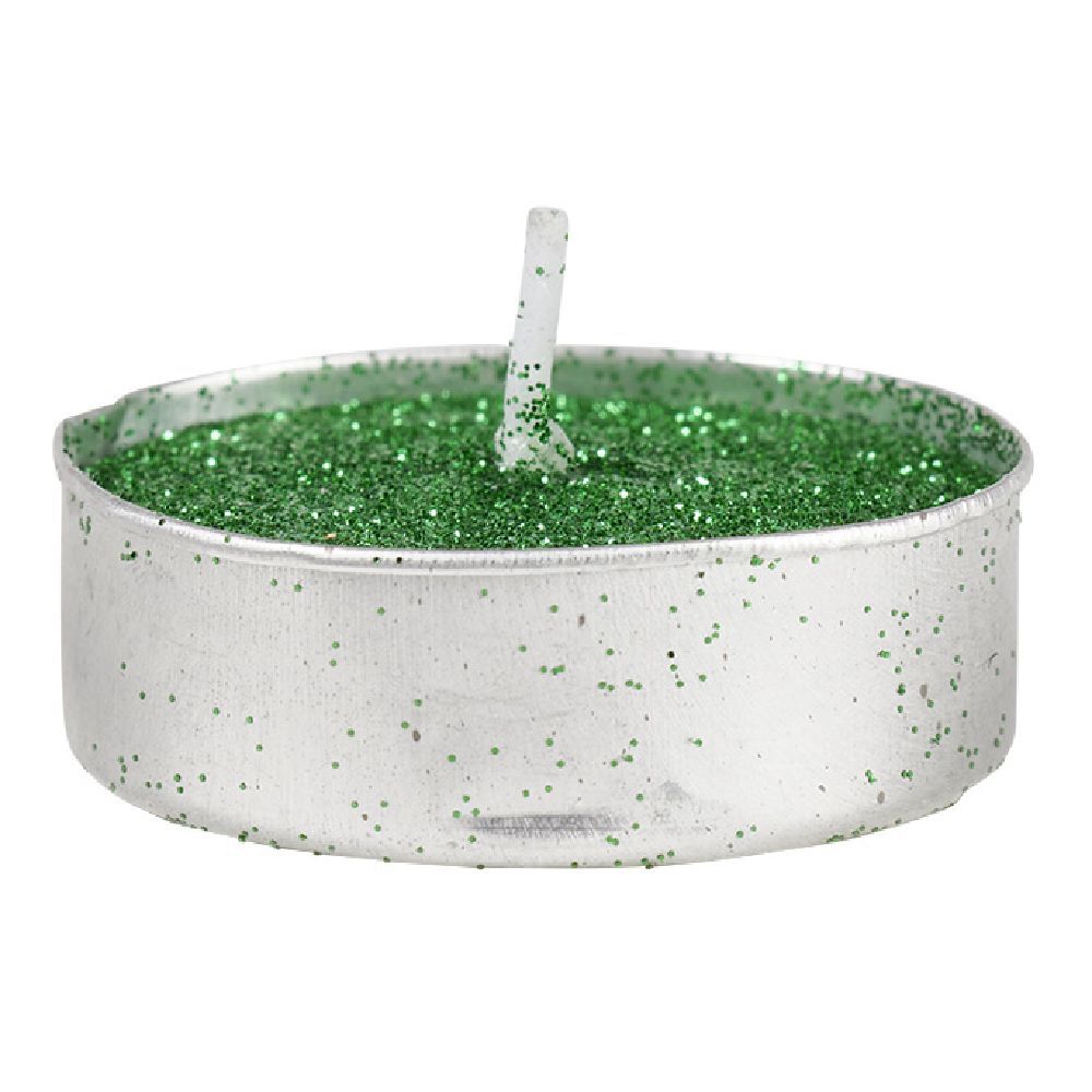 Bougie chauffe plat vert pailleté x6