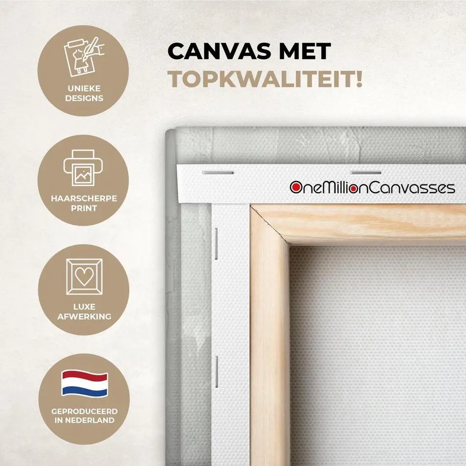 MuchoWow Canvas Schilderij 120x80cm Moderne kunst Oranje Grijs