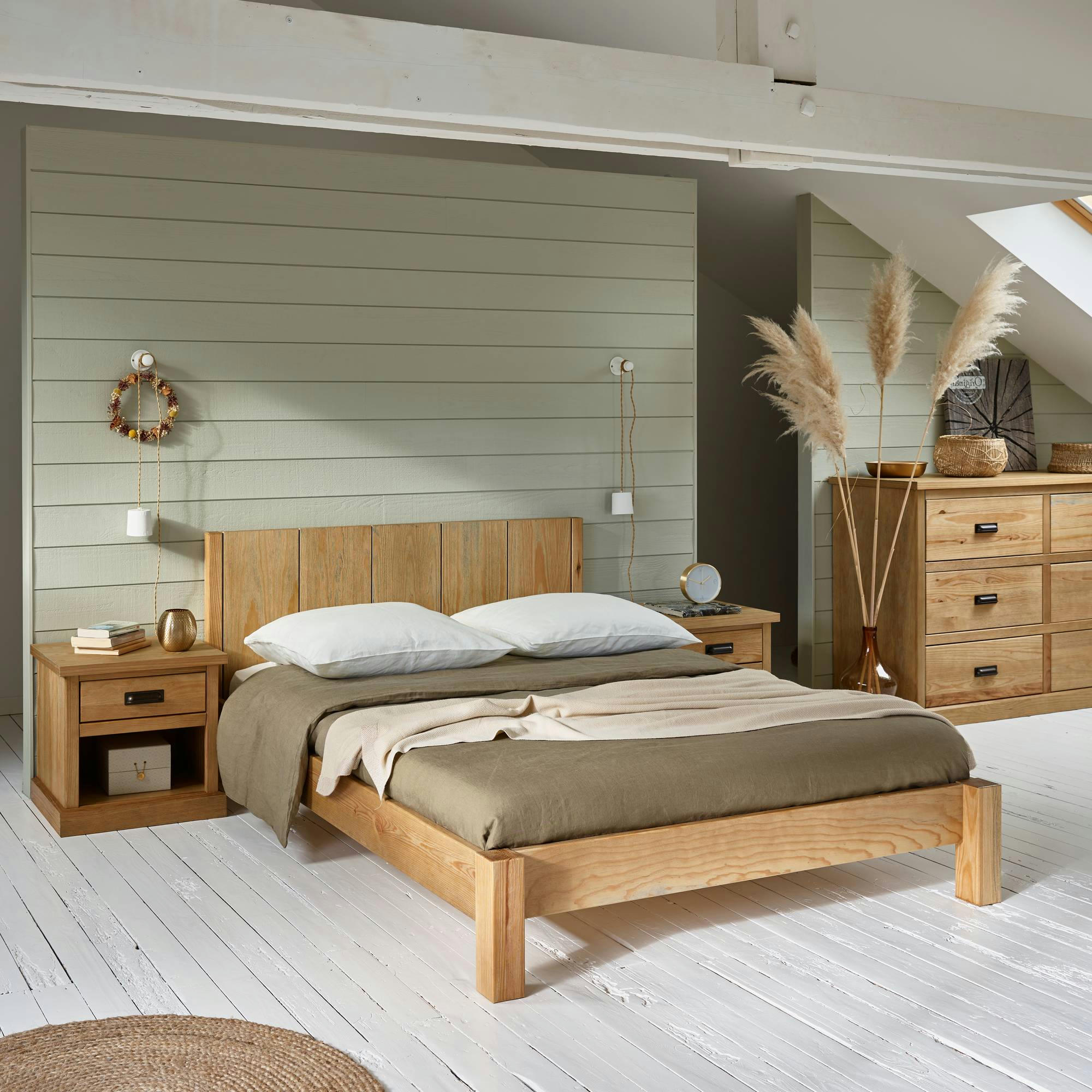 INDRA - Lit en bois massif 140 x 190 cm