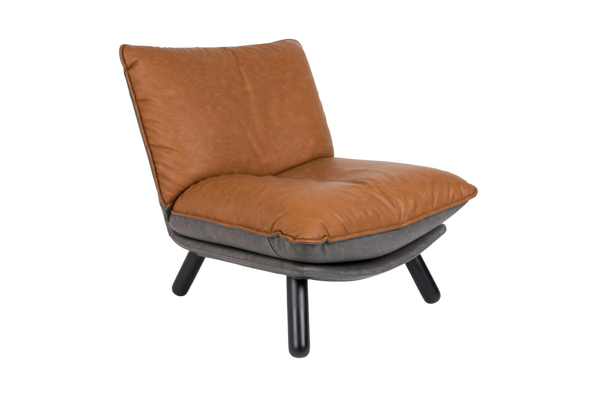 FESTON - Fauteuil lounge en cuir marron