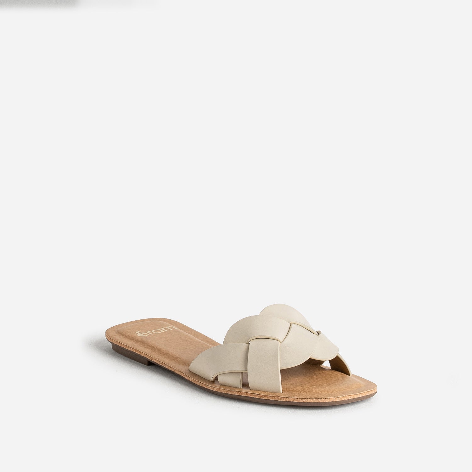Mule beige larges brides tressées