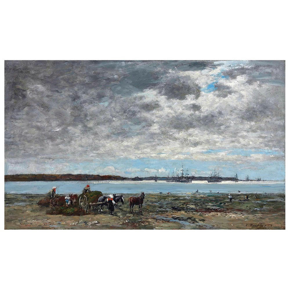 - Tableau Brest la Rade Recolte Du Varech Eugène Boudin 50x80cm