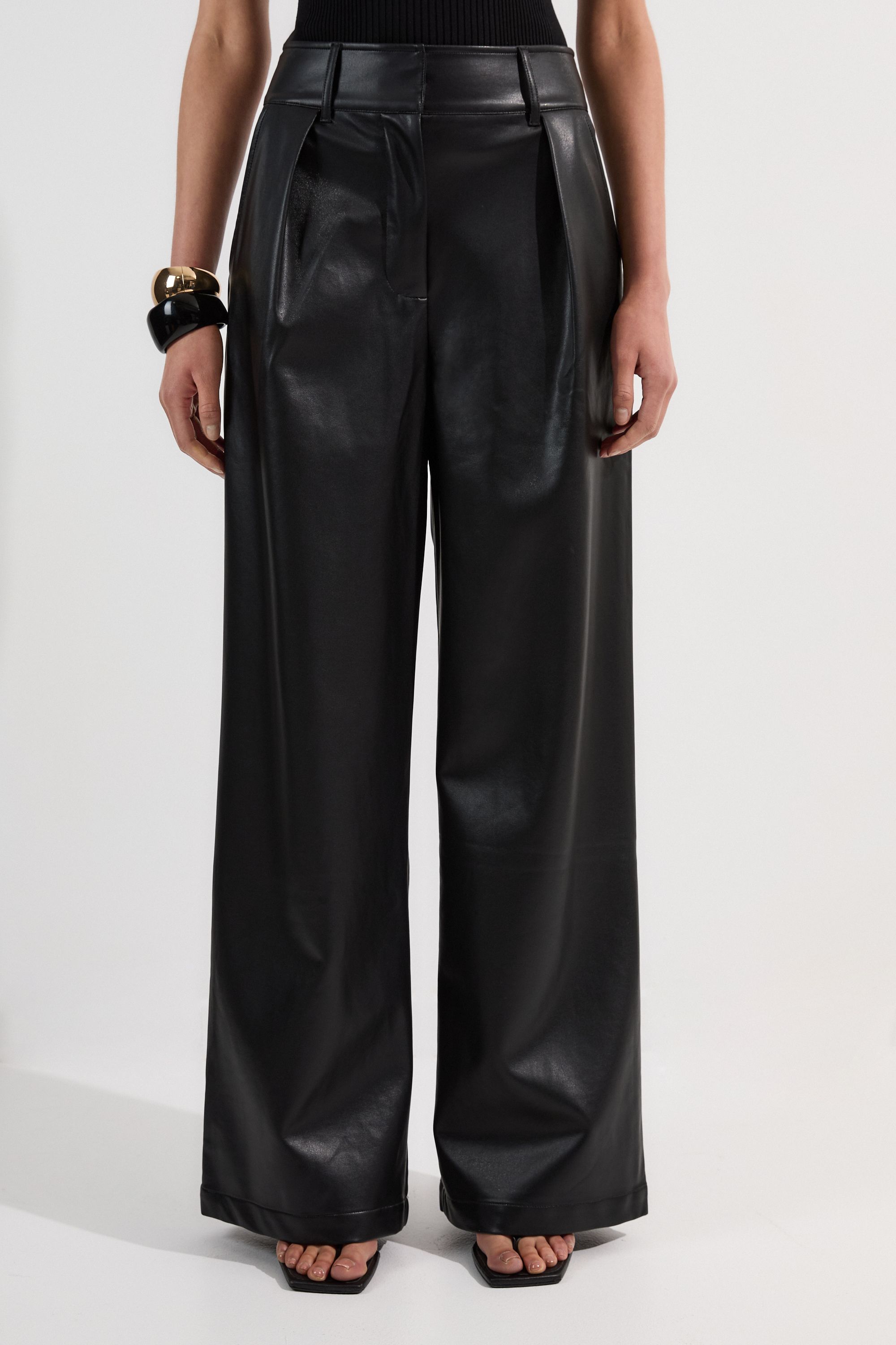 KarenMillen Faux Leather High Waisted Wide Leg Trousers