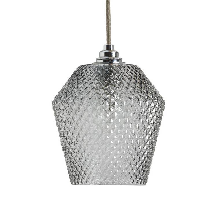 Habitat Nubia Grey Glass Easy Fit Lampshade - 17cm