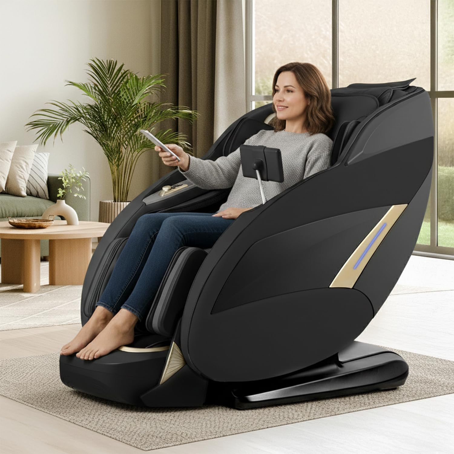 Titan 4D Endor l Full Body Massage Chair l 4D Massage Roller l SL Track l 3 Stage Zero Gravity Reclining l Vertebral Massage l Soothing Lumbar Heating l Bluetooth Speakers (Black)