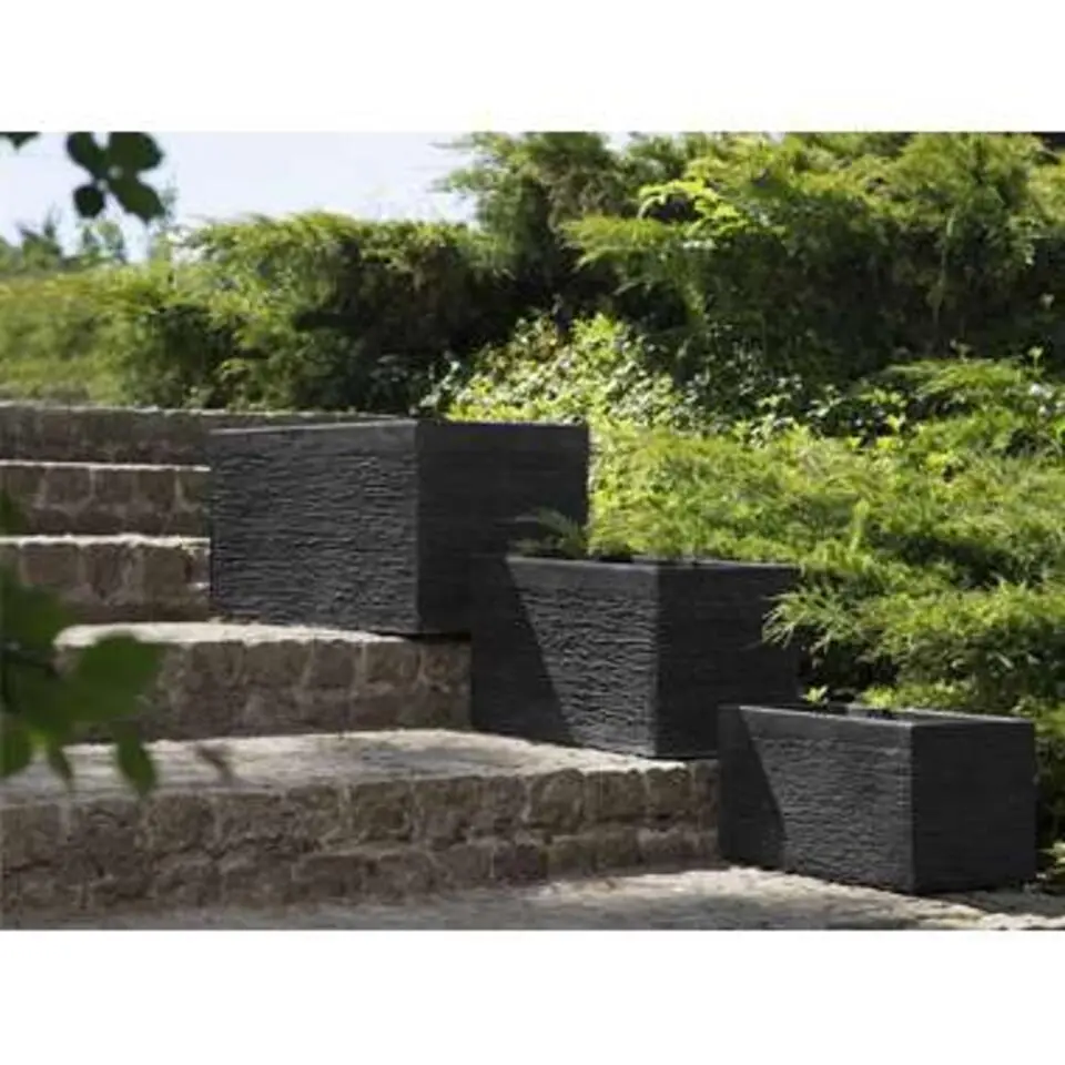 MYRA - Plantenbak - Zwart - 50 cm - Klei-vezelmengsel