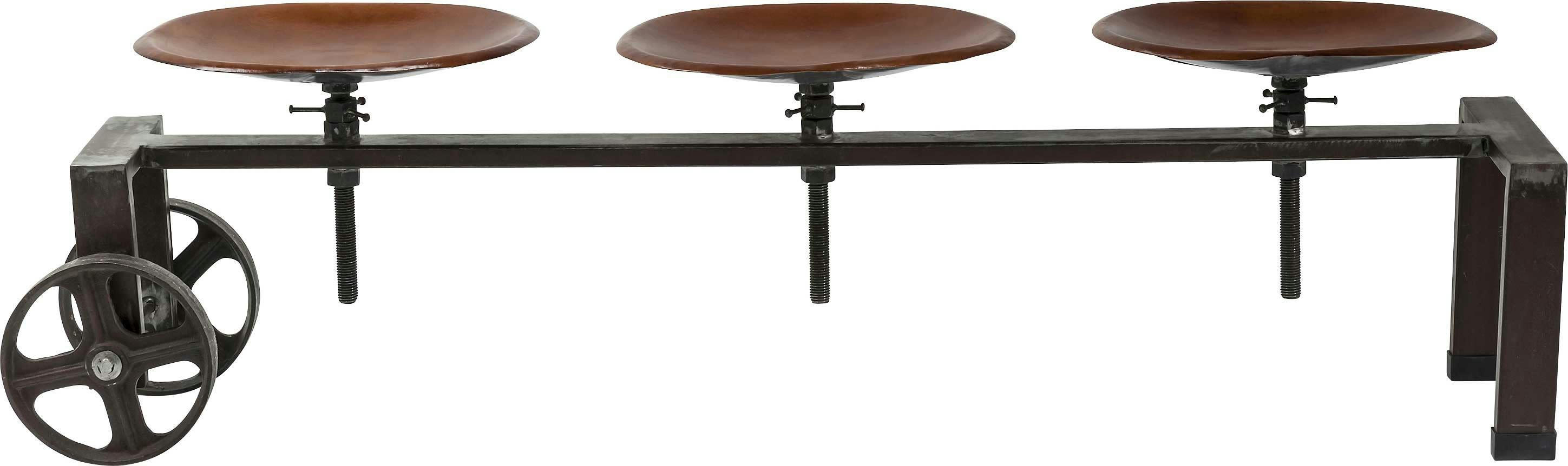 TRACTOR - Banc 3 places en fer et cuir