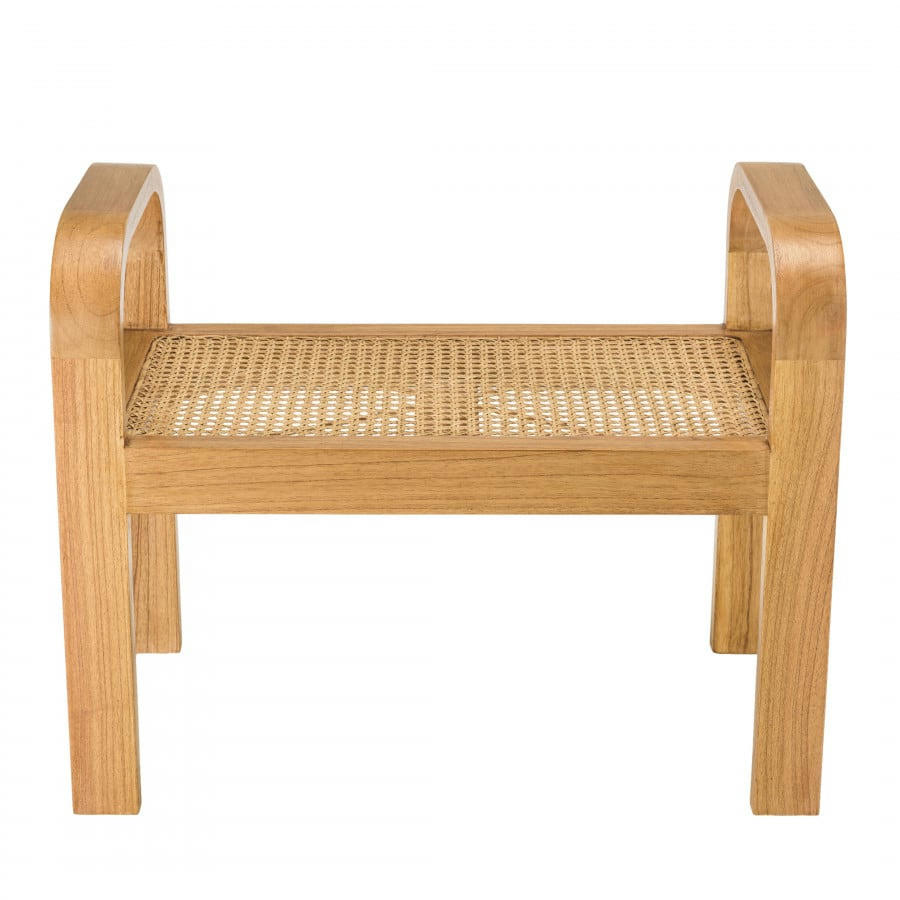 EDEN - Tabouret 1 place bois de mindi et rotin naturel