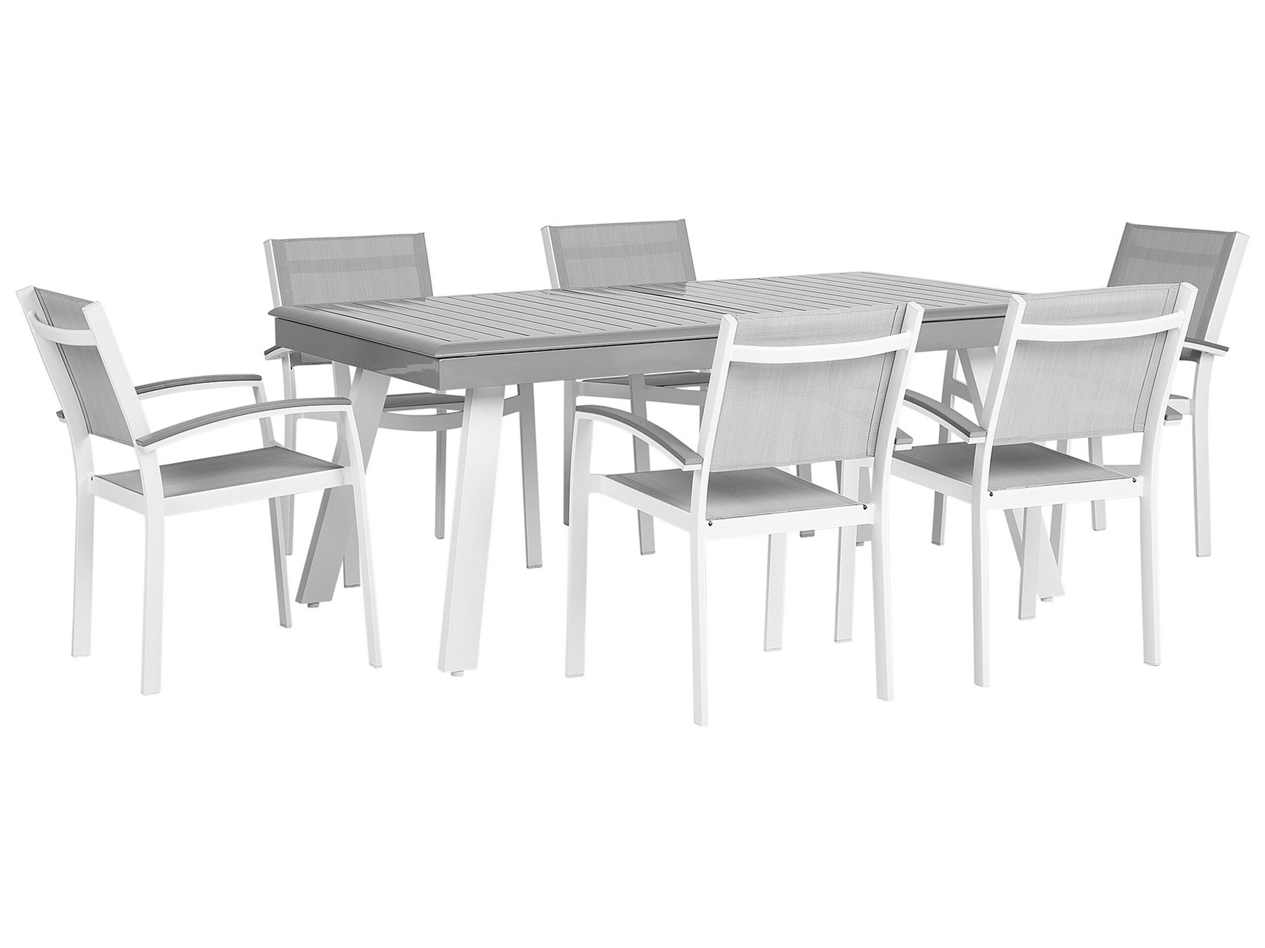 Zestaw ogrodowy aluminium 6 krzeseł szary