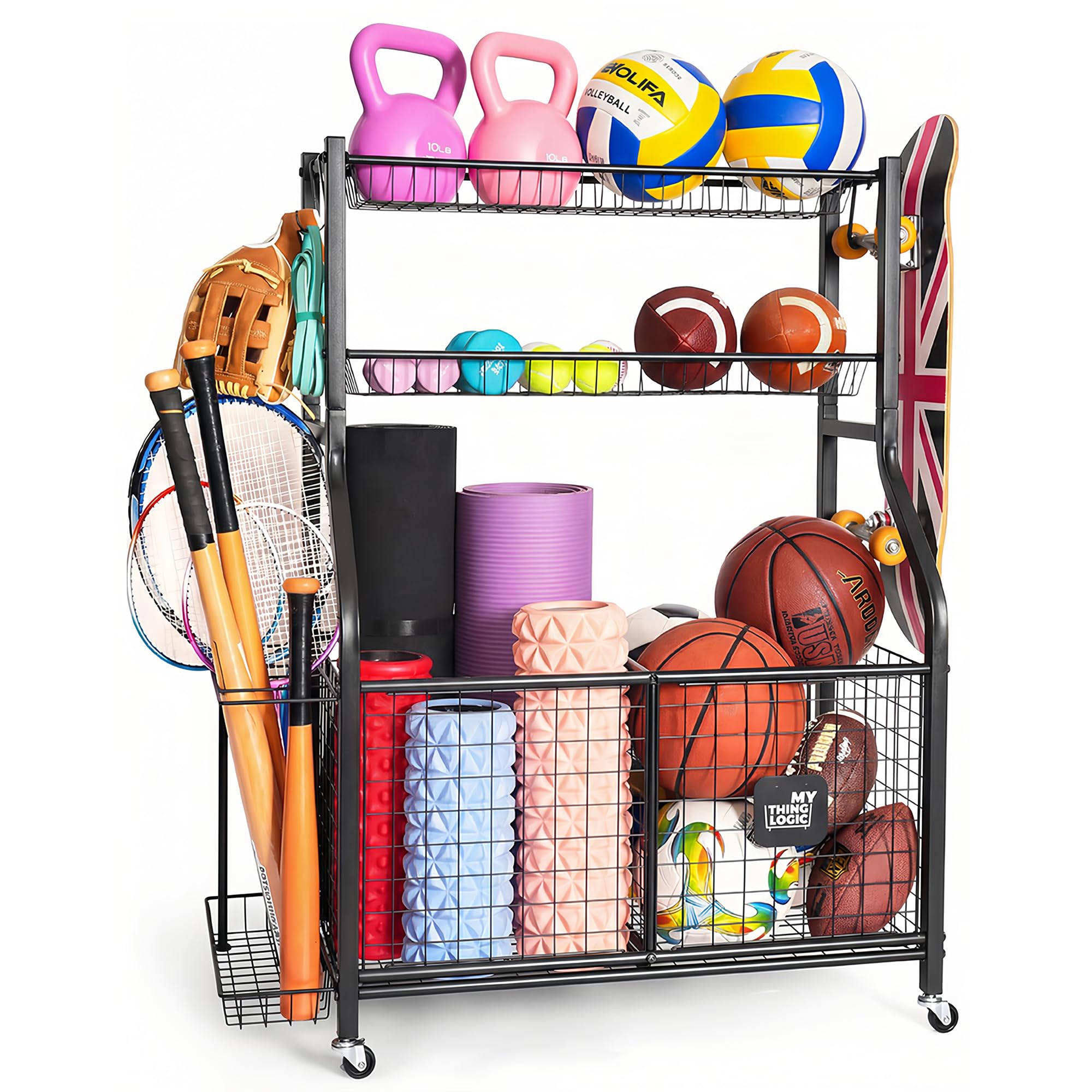 MYTHINGLOGIC Garage Ball Storage Organizer for Sports Equipment