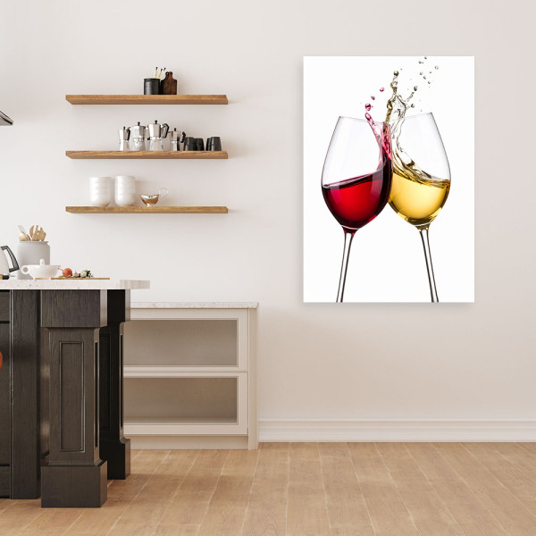 Obraz do salonu kuchni jadalni, Biale i czerwone wino 20x30