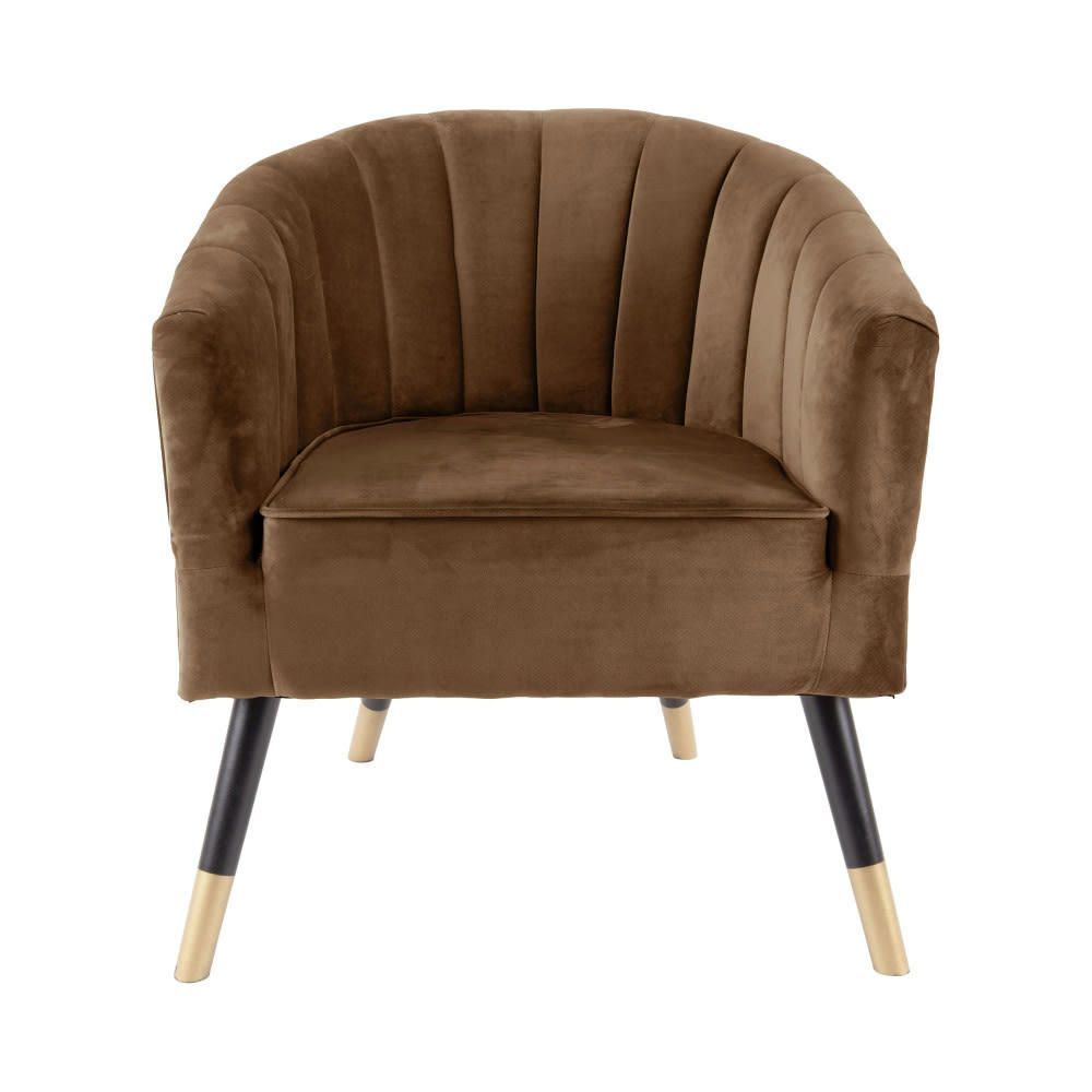 ROYAL - Fauteuil en velours chocolat