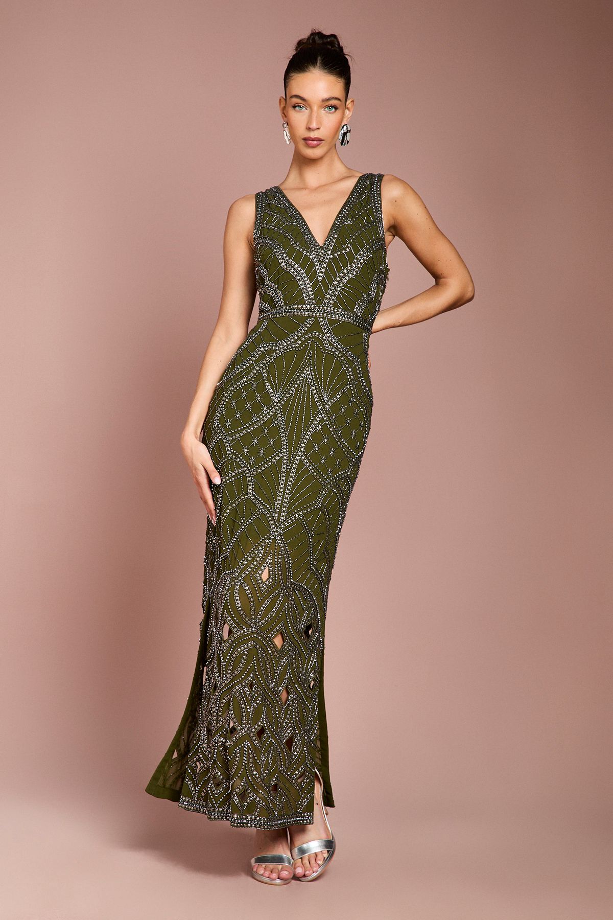 Coast V Neck Embellished Maxi Dress