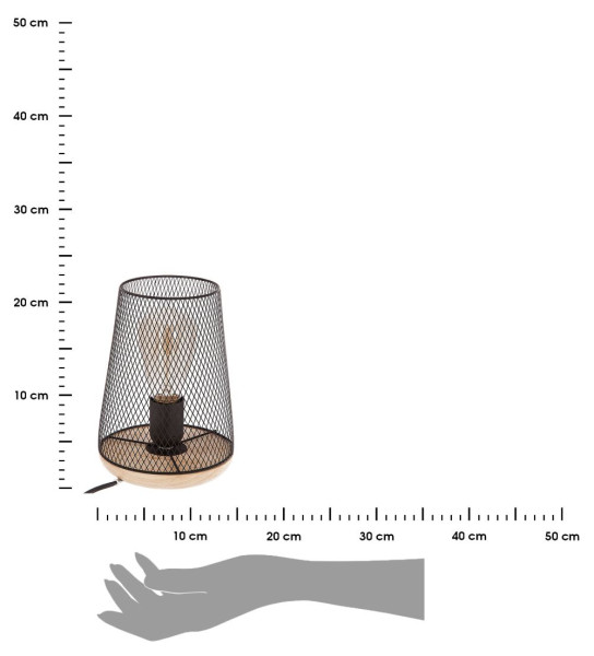 Lampa stołowa metalowa czarna 23x15 cm do salonu ozdobna