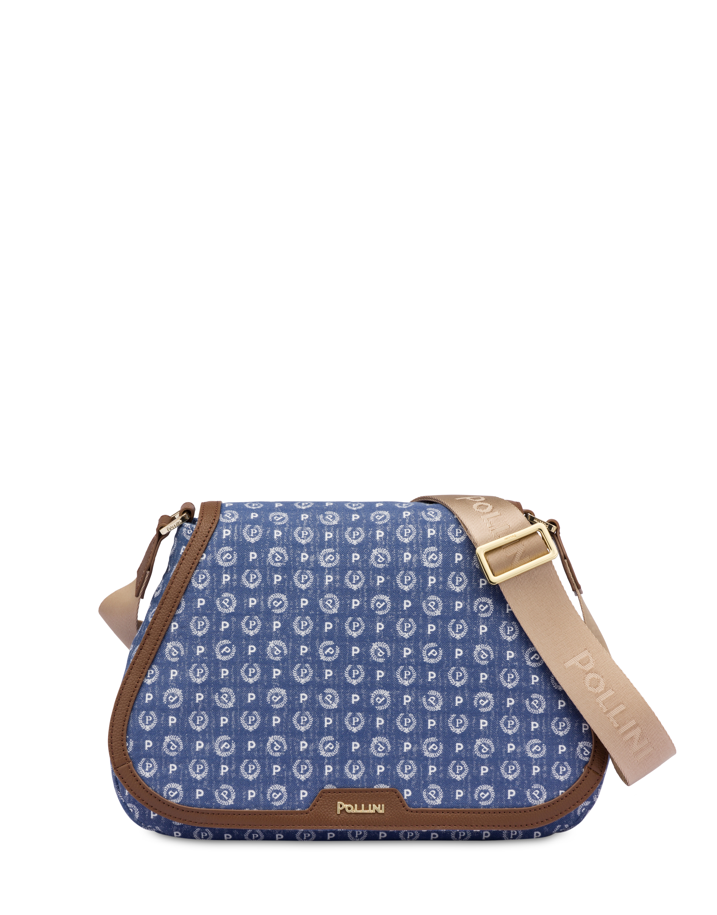 Borsa A Tracolla Heritage Denim Jacquard Blu/marrone