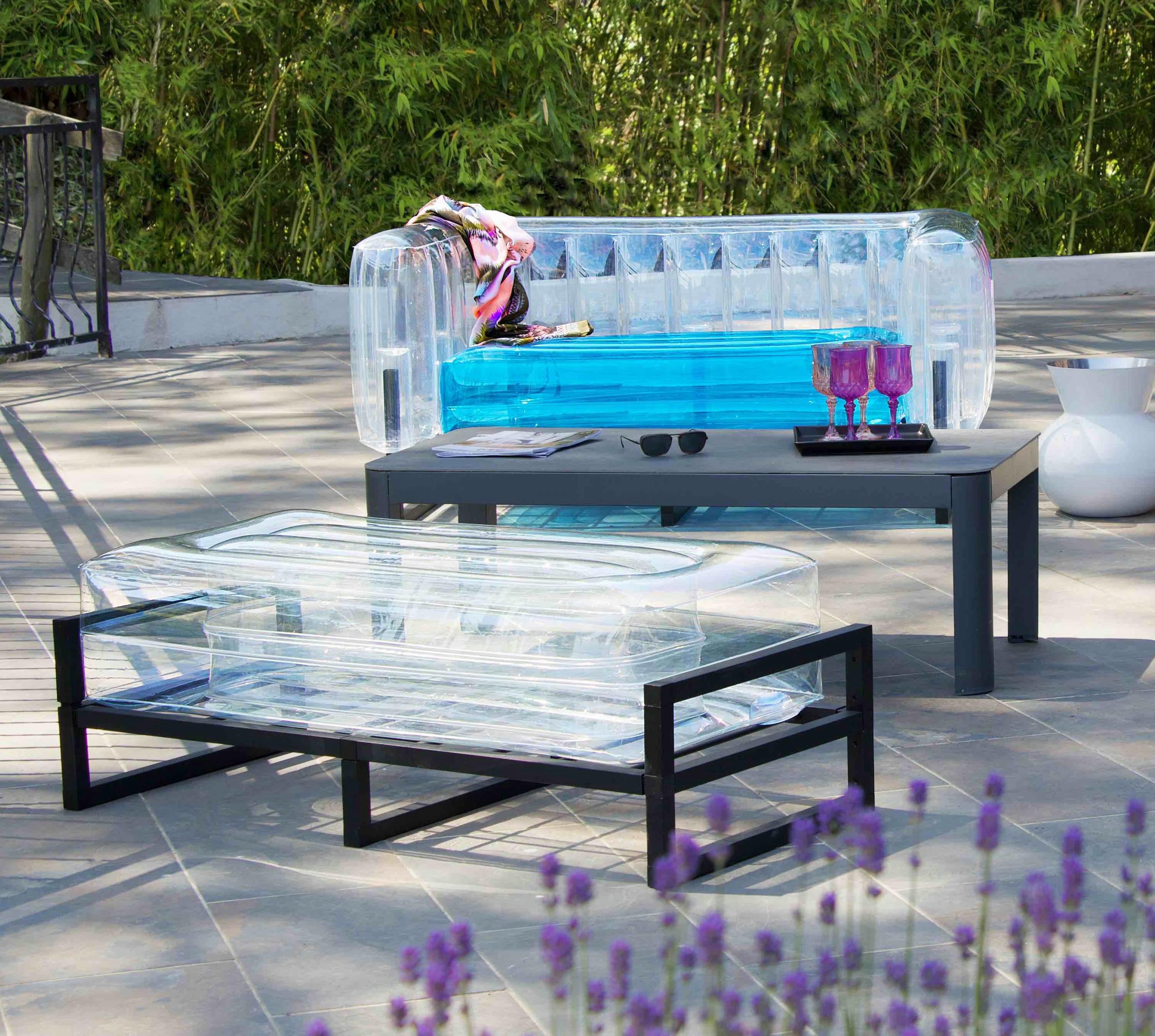 YOMI - Banc design tpu transparent cadre en aluminium