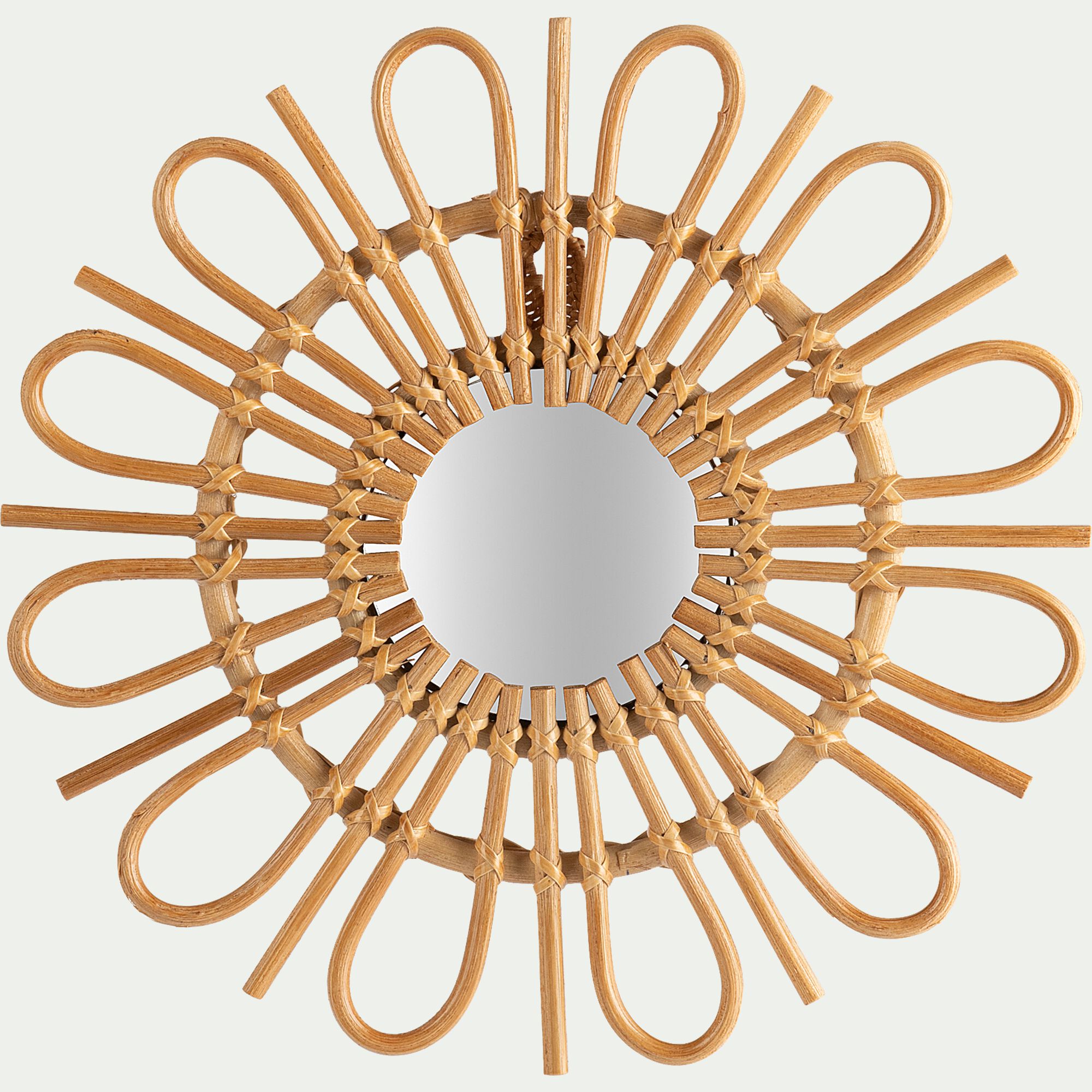 SOLEA - Miroir fleur en rotin D35cm - naturel