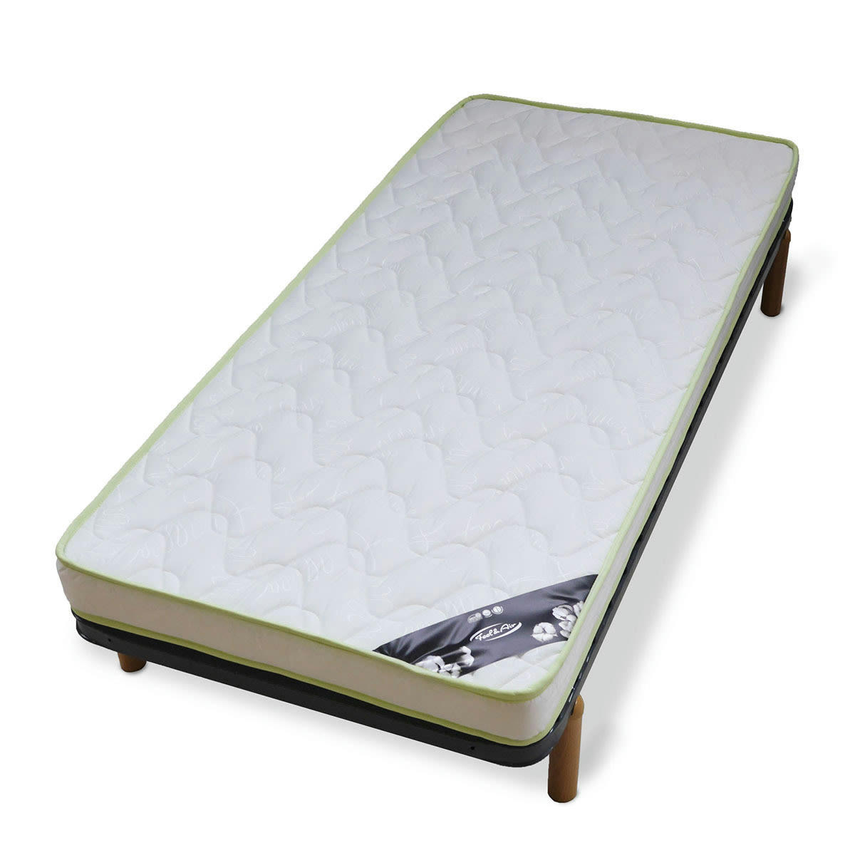 MIRA - Pack sommier avec pieds et matelas 90x190 cm metal gris