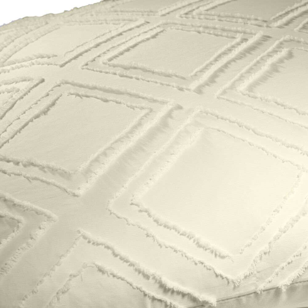Parure de lit 2 personnes 240x220cm uni tufté (2 modèles beige ou blanc)