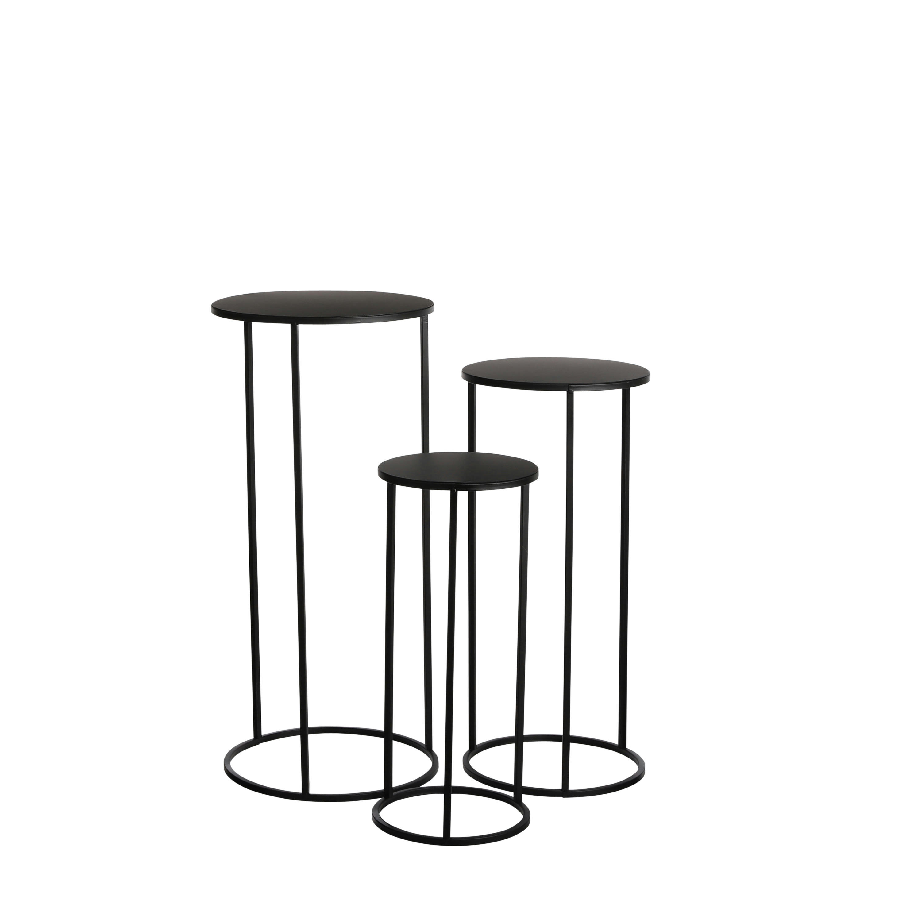 QUINTY - Lot de 3 tables gigognes en métal noir