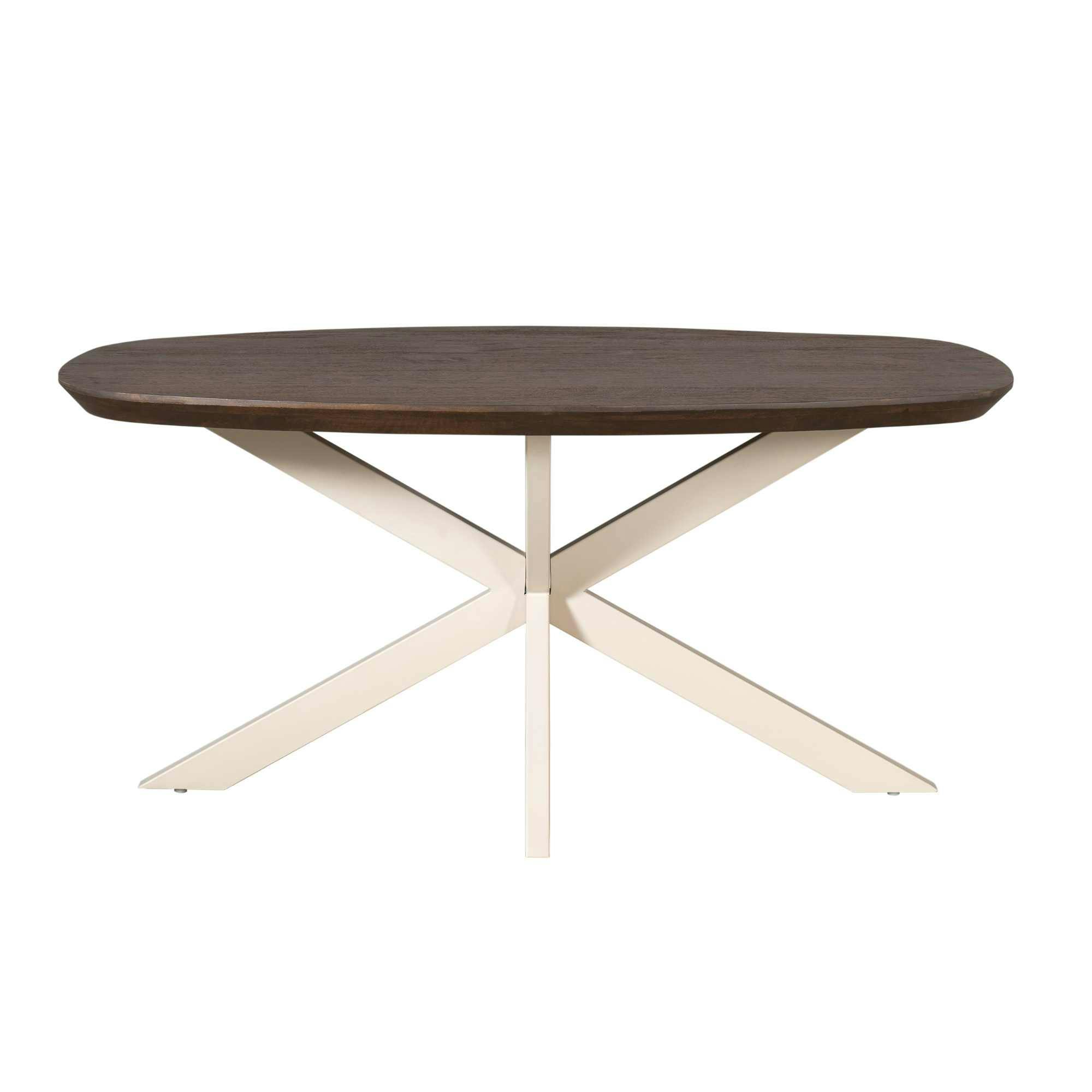 Table à manger bois brun pied blanc 160 cm CORTINA
