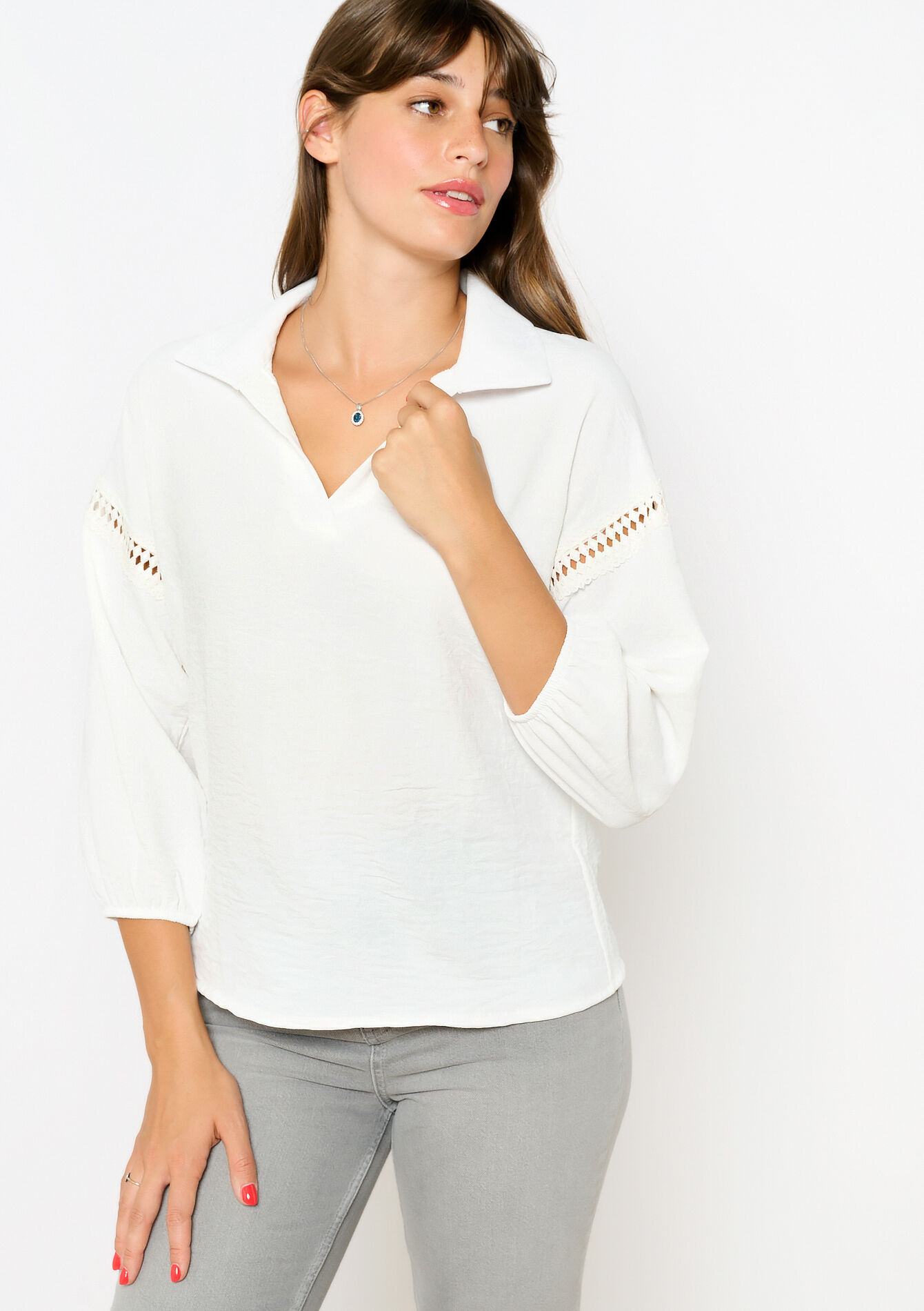 Blouse met macram&eacute;
