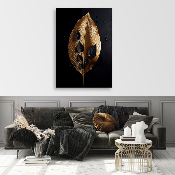 Feeby Obraz na płótnie, Złoty Liść Glamour Loft 40x60