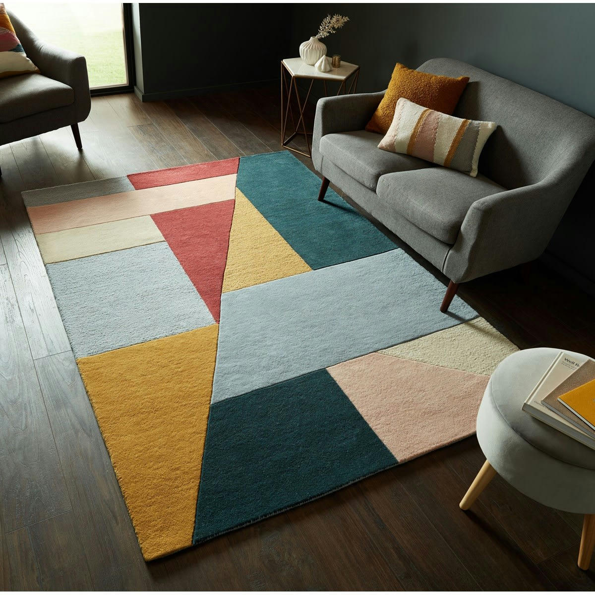 WYLAN MULTI - Tapis de salon moderne en laine multicolore 200x290 cm