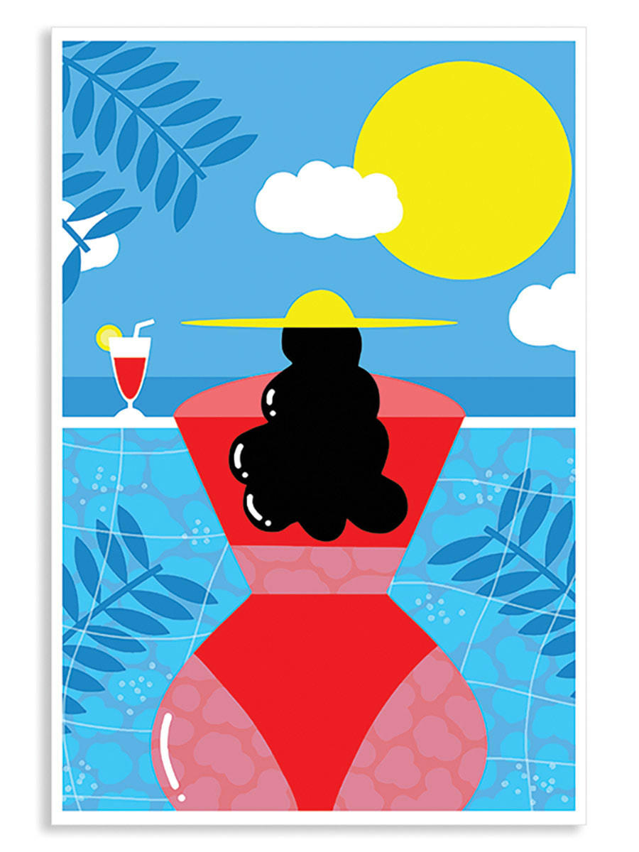 - Affiche femme au bord de la piscine sans cadre 60x90cm