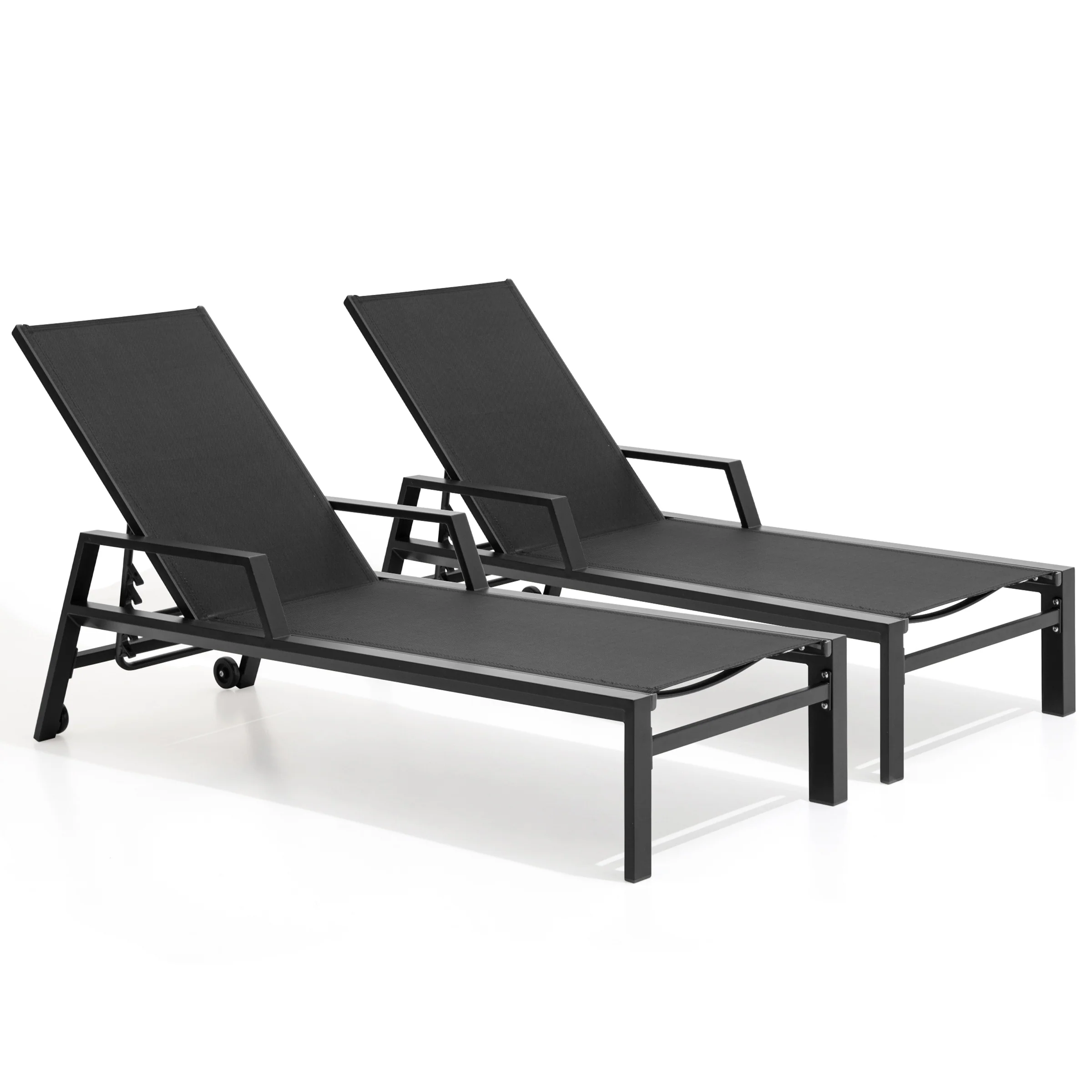 Outdoor Chaise Lounges Patio Lounge Chairs Aluminum with Adjustable Back and Wheels - See Picture