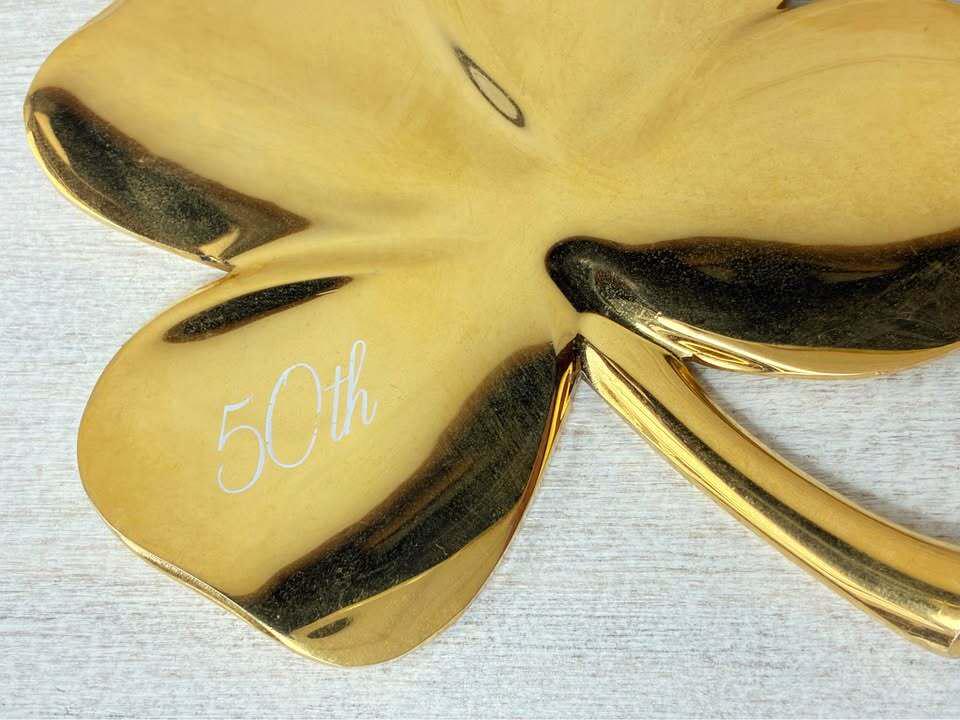 Gerity 24K Gold Electroplate Four Leaf Clover Paperweight