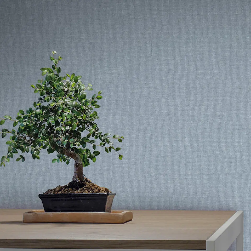 Sanders & Sanders behang linnenstructuur vergrijsd blauw - 53 cm x 10 m