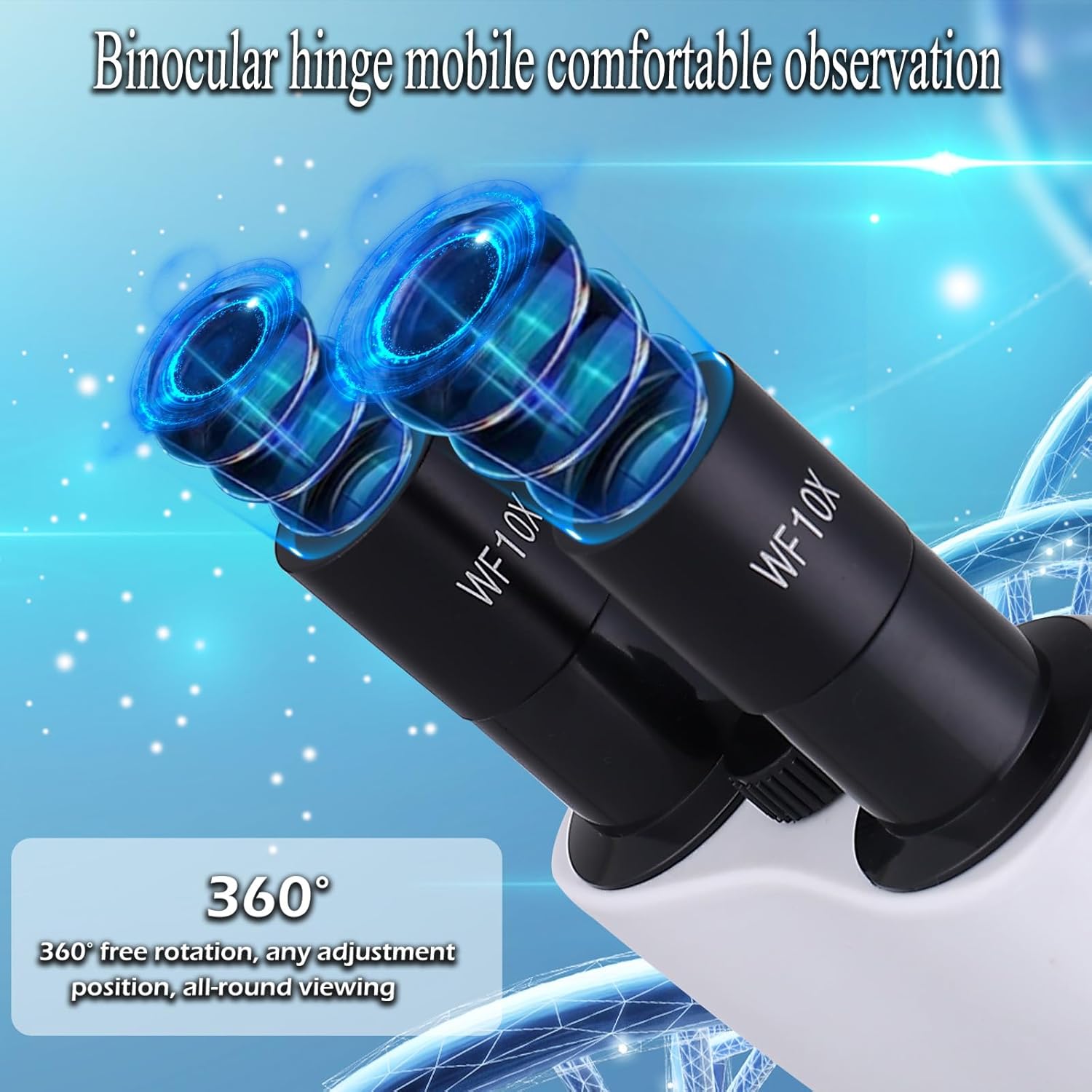 Compound Microscope，40X-2500X ，WF10x and WF25x eyepieces  Dual LED Lighting and Two-Layer Mechanical Stage，Microscope for Adults…