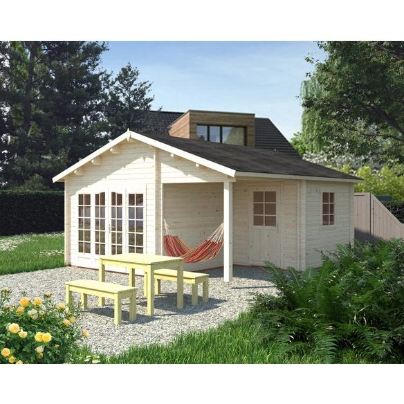 Blockbohlenhaus »Irene«, Holz, BxHxT: 564 x 321 x 598 cm (Außenmaße inkl. Dachüberstand)