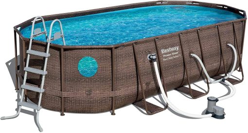 Power Steel 18' x 9 'x 48' above ground swimming pool Set with metal frame home swimming pool sand filter pump, skimmer and vacuum