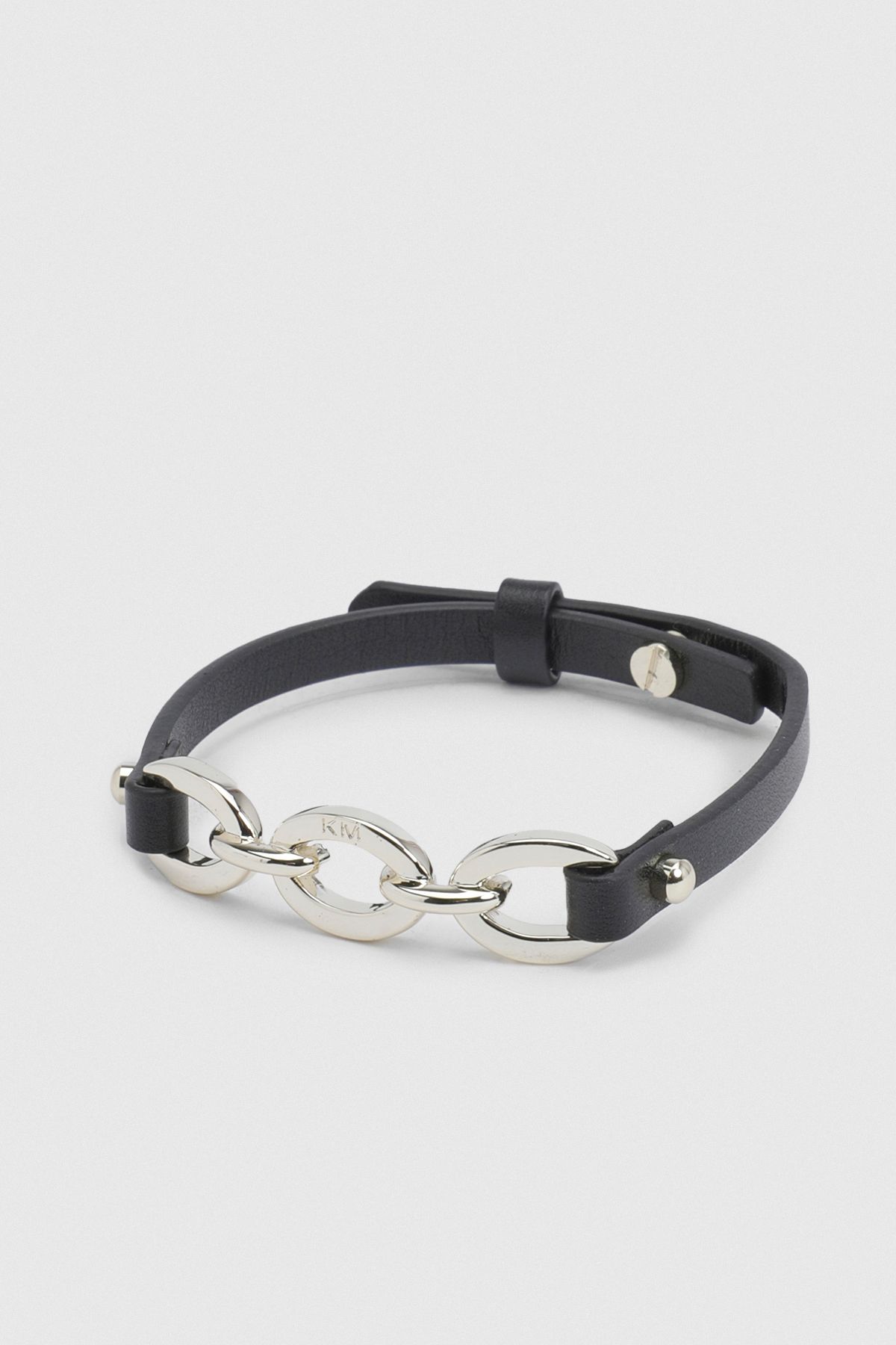 KarenMillen Chain Link Leather Bracelet