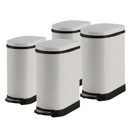SOGA 4X Stainless Steel Foot Pedal Bin U Shape White 10L