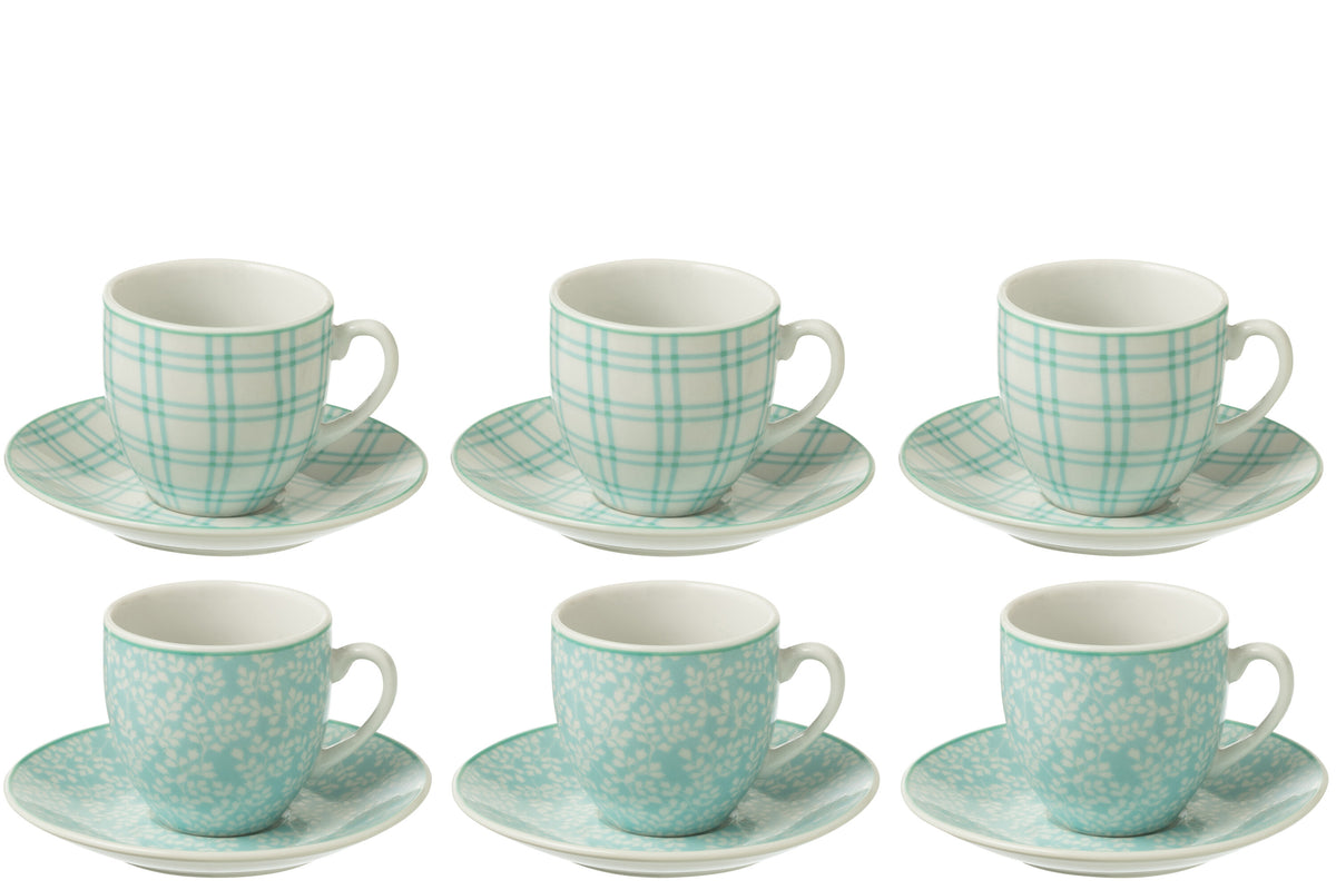 J-Line kop   schoteltje - keramiek - blauw - doos van 6