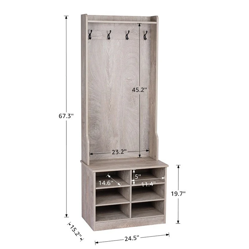 ROSEN GARDEN Hall Tree, Coat Rack Shoe Storage Bench with Shoe Cubbies