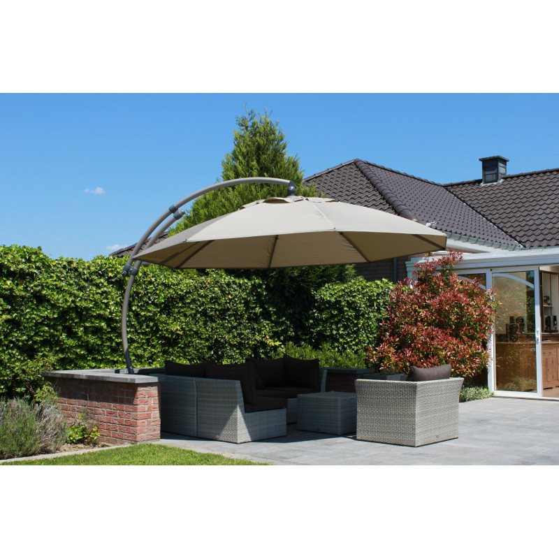 Parasol déporté et inclinable Easy Sun taupe Ø 375 cm SUNGARDEN