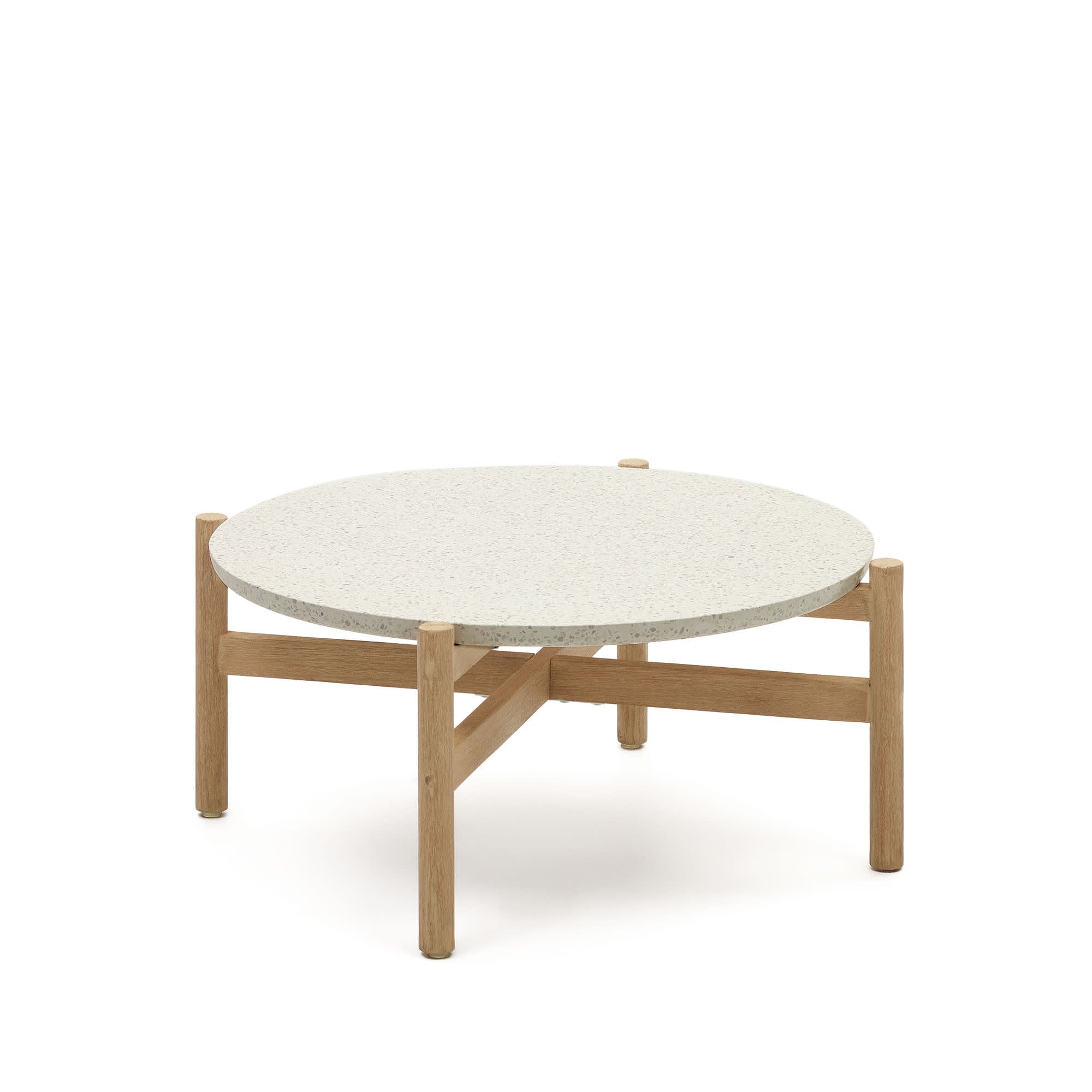Kave Home - Pola salontafel in cement en eucalyptus massief hout Ø