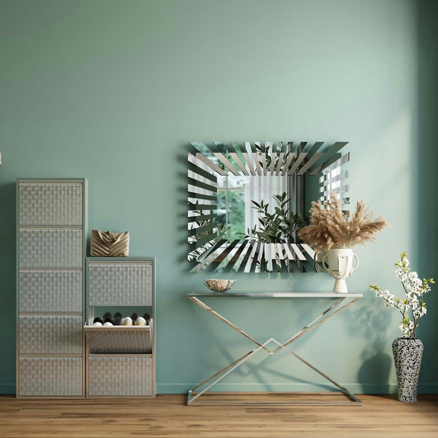 DIAMOND CONNECTION - Console en verre et acier inoxydable